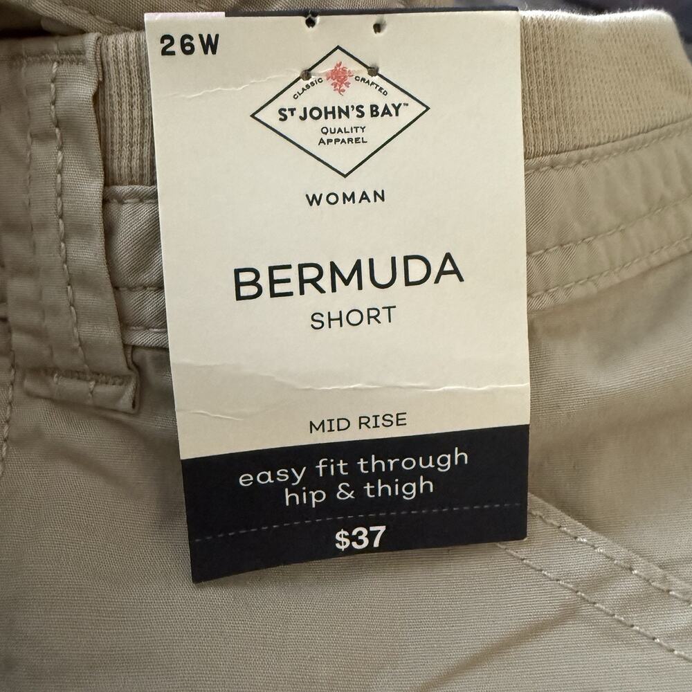 Lot of 2 St John’s Bay Bermuda Shorts Womens Plus Sz 26W Khaki Blue Cotton NEW - Picture 10 of 10